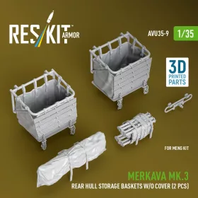   Reskit - Merkava Mk.3 rear hull storage baskets w/o cover (2 pcs) for Meng kit (3D Printed)