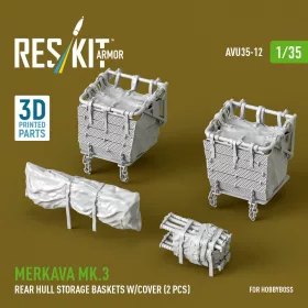   Reskit - Merkava Mk.3 rear hull storage baskets w/cover (2 pcs) for HobbyBoss kit (3D Printed)