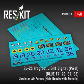   Reskit - Su-25 Frogfoot LIGHT Digital (Pixel) (BLUE 19 20 32 36) Ukrainian Air Forces (Main Decals with Stencils)