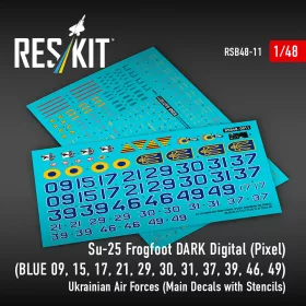   Reskit - Su-25 Frogfoot DARK Digital (Pixel) (BLUE 09 15 17 21 29 30 31 37 39 46 49) Ukrainian Air Forces (Main Decals with Stencils)( )