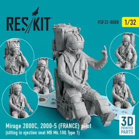   Reskit - Mirage 2000C 2000-5 (FRANCE) pilot sitting in ejection seat MB Mk.10Q (Type 1) (3D Printed)