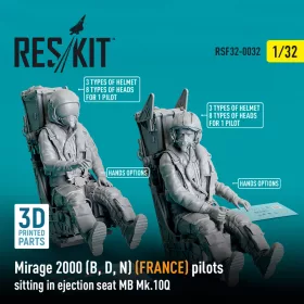  Reskit - Mirage 2000 (B  D  N) (FRANCE) pilots sitting in ejection seat MB Mk.10Q (2 pcs) (3D Printed) (1/32) figura makett