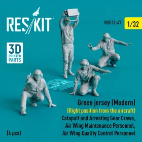   Reskit - Green jersey (Modern) (Right position from the aircraft) Catapult and Arresting Gear Crews Air Wing Maintenance Personnel Air Wing Quality Control Personnel (4 pcs) (3D Printed) figura makett