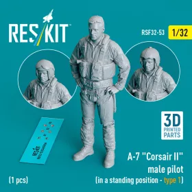   Reskit - A-7 Corsair II male pilot (in a standing position - type 1) (1 pcs) (3D Printed) figura makett