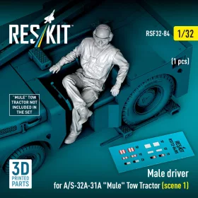   Reskit - Male driver for A/S-32A-31A Mule Tow Tractor (scene 1) (1 pcs) (3D Printed) figura makett