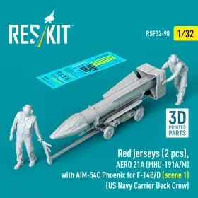   Reskit - Red jerseys (2 pcs) AERO 21A (MHU-191A/M) with AIM-54C Phoenix for F-14B/D (scene 1) (US Navy Carrier Deck Crew) (3D Printed)