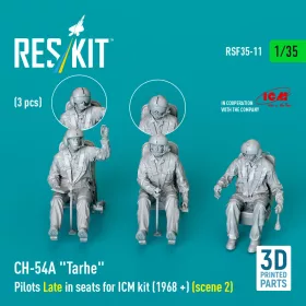   Reskit - CH-54A Tarhe Pilots Late in seats for ICM kit (1968 +) (scene 2) (3 pcs) (3D Printed)