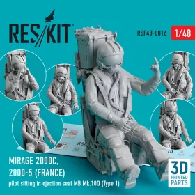   Reskit - Mirage 2000C, 2000-5 (FRANCE) pilot sitting in ejection seat MB Mk.10Q (Type 1) (3D Printed)
