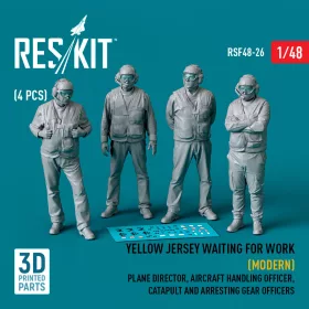   Reskit - Yellow jersey waiting for work (Modern) Plane Director Aircraft Handling Officer Catapult and Arresting Gear Officers (4 pcs) (3D Printed) figura makett