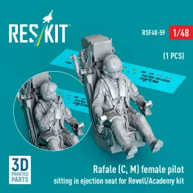   Reskit - Rafale (C M) female pilot sitting in ejection seat for Revell/Academy kit (1 pcs) (3D Printed) figura makett
