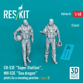   Reskit - CH-53E Super Stallion MH-53E Sea dragon pilots (in a standing position - type 2) (2 pcs) (3D Printed) figura makett