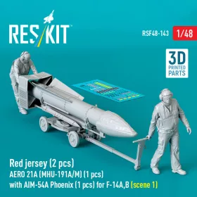   Reskit - Red jersey (2 pcs) AERO 21A (MHU-191A/M) (1 pcs) with AIM-54A Phoenix (1 pcs) for F-14A,B (scene 1) (3D Printed)