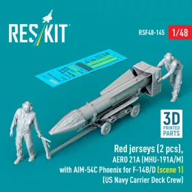   Reskit - Red jerseys (2 pcs) AERO 21A (MHU-191A/M) with AIM-54C Phoenix for F-14B/D (scene 1) (US Navy Carrier Deck Crew) (3D Printed)