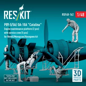   Reskit - PBY- A/ OA-10A Catalina Engine maintenance platform (2 pcs) with service crew (5 pcs) for Revell/Monogram/Hasegawa kit (3D Printed) figura makett