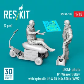   Reskit - USAF pilots (2 pcs) & M1 Weaver trolley with hydraulic lift & AN-M64 500lb (WW2) (3D Printed)