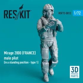   Reskit - Mirage 2000 (FRANCE) male pilot (in a standing position - type 1) (3D Printed) (1/72) figura makett