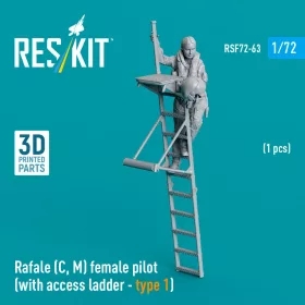   Reskit - Rafale (C M) female pilot (with access ladder - type 1) (1 pcs) (3D Printed) figura makett