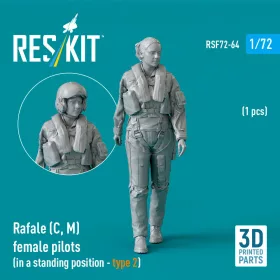   Reskit - Rafale (C M) female pilot (in a standing position - type 2) (1 pcs) (3D Printed) figura makett