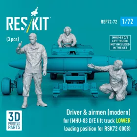   Reskit - Driver & airmen (modern) (3 pcs) (MHU-83 D/E lift truck LOWER loading position for RSK72-0008) (3D Printed)