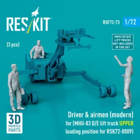   Reskit - Driver & airmen (modern) (3 pcs) (MHU-83 D/E lift truck UPPER loading position for RSK72-0009) (3D Printed)