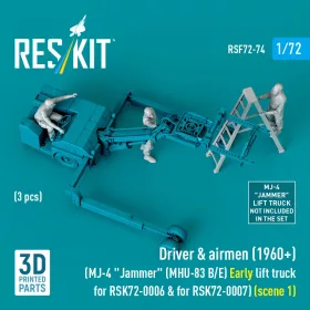   Reskit - Driver & airmen (1960+) (3 pcs) (MJ-4 Jammer (MHU-83 B/E) Early lift truck for RSK72-0006 & for RSK72-0007) (scene 1) (3D Printed) figura makett