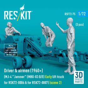   Reskit - Driver & airmen (1960+) (3 pcs) (MJ-4 Jammer (MHU-83 B/E) Early lift truck for RSK72-0006 & for RSK72-0007) (scene 2) (3D Printed)