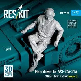   Reskit - Male driver for A/S-32A-31A Mule Tow Tractor (scene 1) (1 pcs) (3D Printed) figura makett