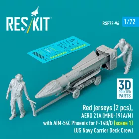   Reskit - Red jerseys (2 pcs) AERO 21A (MHU-191A/M) with AIM-54C Phoenix for F-14B/D (scene 1) (US Navy Carrier Deck Crew) (3D Printed)