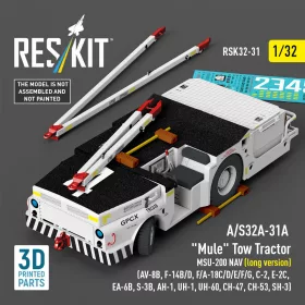   Reskit - A/S32A-31A Mule Tow Tractor MSU-200 NAV (long version) (AV-8B F-14B/D F/A-18C/D/E/F/G C-2 E-2? EA-6B S-3B AH-1 UH-1 UH-60 CH-47 CH-53 SH-3) (3D Printed model kit)