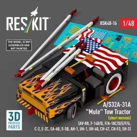   Reskit - A/S32A-31A Mule Tow Tractor (short version) (AV-8B F-14B/D F/A-18C/D/E/F/G C-2 E-2? EA-6B S-3B AH-1 UH-1 UH-60 CH-47 CH-53 SH-3) (3D Printed model kit)