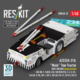   Reskit - A/S32A-31A Mule Tow Tractor MSU-200 NAV (long version) (AV-8B F-14B/D F/A-18C/D/E/F/G C-2 E-2? EA-6B S-3B AH-1 UH-1 UH-60 CH-47 CH-53 SH-3) (3D Printed model kit)
