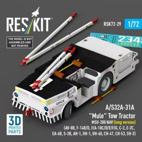   Reskit - A/S32A-31A Mule Tow Tractor MSU-200 NAV (long version) (AV-8B F-14B/D F/A-18C/D/E/F/G C-2 E-2? EA-6B S-3B AH-1 UH-1 UH-60 CH-47 CH-53 SH-3) (3D Printed model kit)