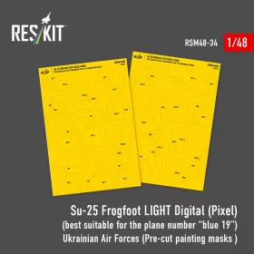   Reskit - Su-25 Frogfoot LIGHT Digital (Pixel) (best suitable for the plane number “blue 19”) Ukrainian Air Forces (Pre-cut painting masks )
