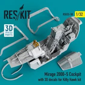   Reskit - Mirage-2000-5 cockpit with 3D decals for Kitty Hawk kit (1/32)