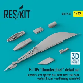  Reskit - F-105 Thunderchief detail set (coolers exit ejector fuel vent mast tail hook,ventral fin air conditioning ram inlet) (3D Printed)
