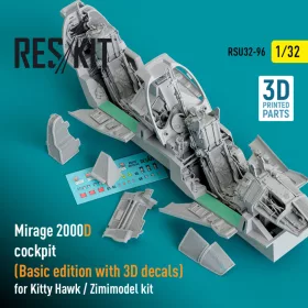   Reskit - Mirage 2000D cockpit (Basic edition with 3D decals) for Kitty Hawk / Zimimodel kit (3D Printed) (1/3