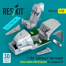   Reskit - F-35A Lightning II late cockpit (Basic edition with 3D decals) for Trumpeter kit (3D Printed)