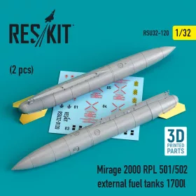   Reskit - Mirage 2000 RPL external fuel tanks 1700lt (2 pcs) (3D Printed)