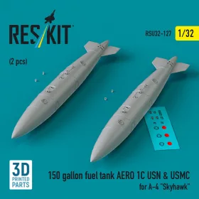   Reskit - 150 gallon fuel tank AERO 1C USN & USMC for A-4 Skyhawk (2 pcs) (3D Printed)
