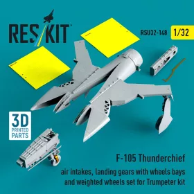   Reskit - F-105 Thunderchief air intakes landing gears with wheels bays and weighted wheels set for Trumpeter kit (3D Printed)