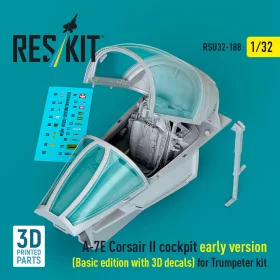   Reskit - A-7E Corsair II early cockpit (Basic edition with 3D decals) for Trumpeter kit (3D Printed)