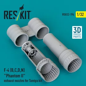   Reskit - F-4 (B C D N) Phantom II exhaust nozzles for Tamiya kit (3d Printed)