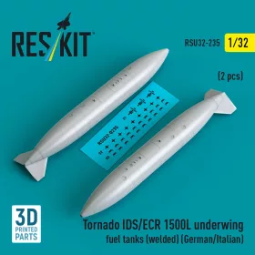   Reskit - Tornado IDS/ECR 1500L underwing fuel tanks (welded) (German AF / Italian AF) (2 pcs) (3D Printed)