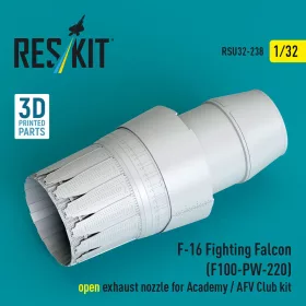   Reskit - F-16 Fighting Falcon (F100-PW-220) open exhaust nozzle for Academy / AFV Club kit (3D Printed)