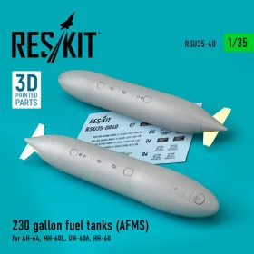   Reskit - 230 gallon fuel tanks (AFMS) for AH-64  MH-60L  UH-60A  HH-60 (2 pcs) (3D Printed) (1/35)