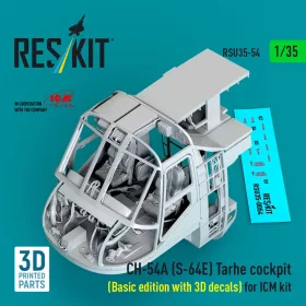   Reskit - CH-54A (S-64E) Tarhe cockpit (Basic edition with 3D decals) for ICM kit (3D Printed)
