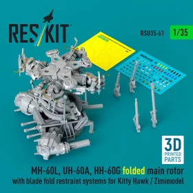   Reskit - MH-60L UH-60A HH-60G folded main rotor with blade fold restraint systems for Kitty Hawk / Zimimodel (3D Printed)