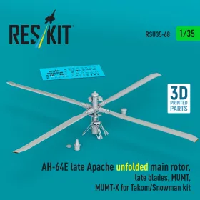   Reskit - AH-64E late Apache unfolded main rotor late blades MUMT MUMT-X for Takom/Snowman kit (3D Printed)
