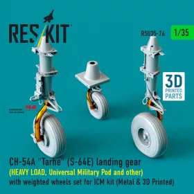   Reskit - CH-54A Tarhe(S-64E) landing gear (HEAVY LOAD Universal Military Pod and other) with weighted wheels set for ICM kit (Metal & 3D Printed)