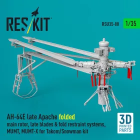   Reskit - AH-64E late Apache folded main rotor late blades & fold restraint systems MUMT MUMT-X for Takom/Snowman kit (3D Printed)